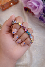 Load image into Gallery viewer, Single Line Multicolor Mixed cuts Stone Solitaire Bracelet
