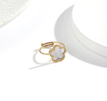 Load image into Gallery viewer, 18k gold plated Clover Stainless Steel Adjustable Golden Ring
