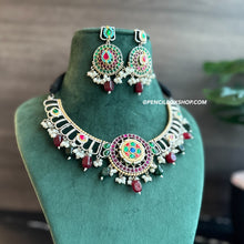 Load image into Gallery viewer, German silver Round Pachi Fusion Multicolor Necklace set
