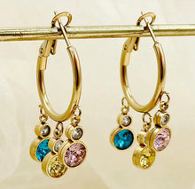 Load image into Gallery viewer, 18k gold plated Stainless Steel Multicolor stone dangling  earrings IDW
