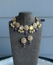 Load image into Gallery viewer, Purple Uncut Kundan American Diamond Necklace set
