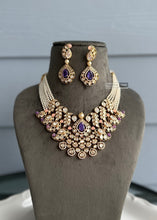 Load image into Gallery viewer, Isabella Purple Pink 22k gold plated tayani Necklace set
