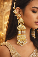 Load image into Gallery viewer, White Jadau Pearl Big Statement with Ear chain Earrings

