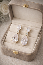 Load image into Gallery viewer, Premium Solitaire Three Stone Danglers American Diamond cz Earrings [ Free Shipping ]
