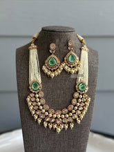 Load image into Gallery viewer, Mint Doublet Tayani 22k gold plated double layer necklace set
