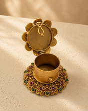 Load image into Gallery viewer, Lakshmi Ji Ruby Green Kumkum Box Sindoor Box
