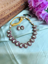 Load image into Gallery viewer, Pink Invisible Setting Moissanite Statement Classy Necklace set
