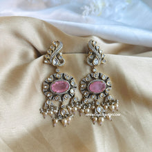 Load image into Gallery viewer, Peacock Tayani Premium gold Doublet Statement Earrings
