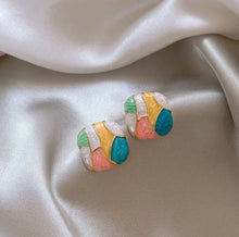 Load image into Gallery viewer, Multicolor Square enamel Stud  Earrings IDW
