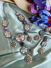 Load image into Gallery viewer, Designer inspired gem stone Premium Sabya inspired Heritage Necklace set
