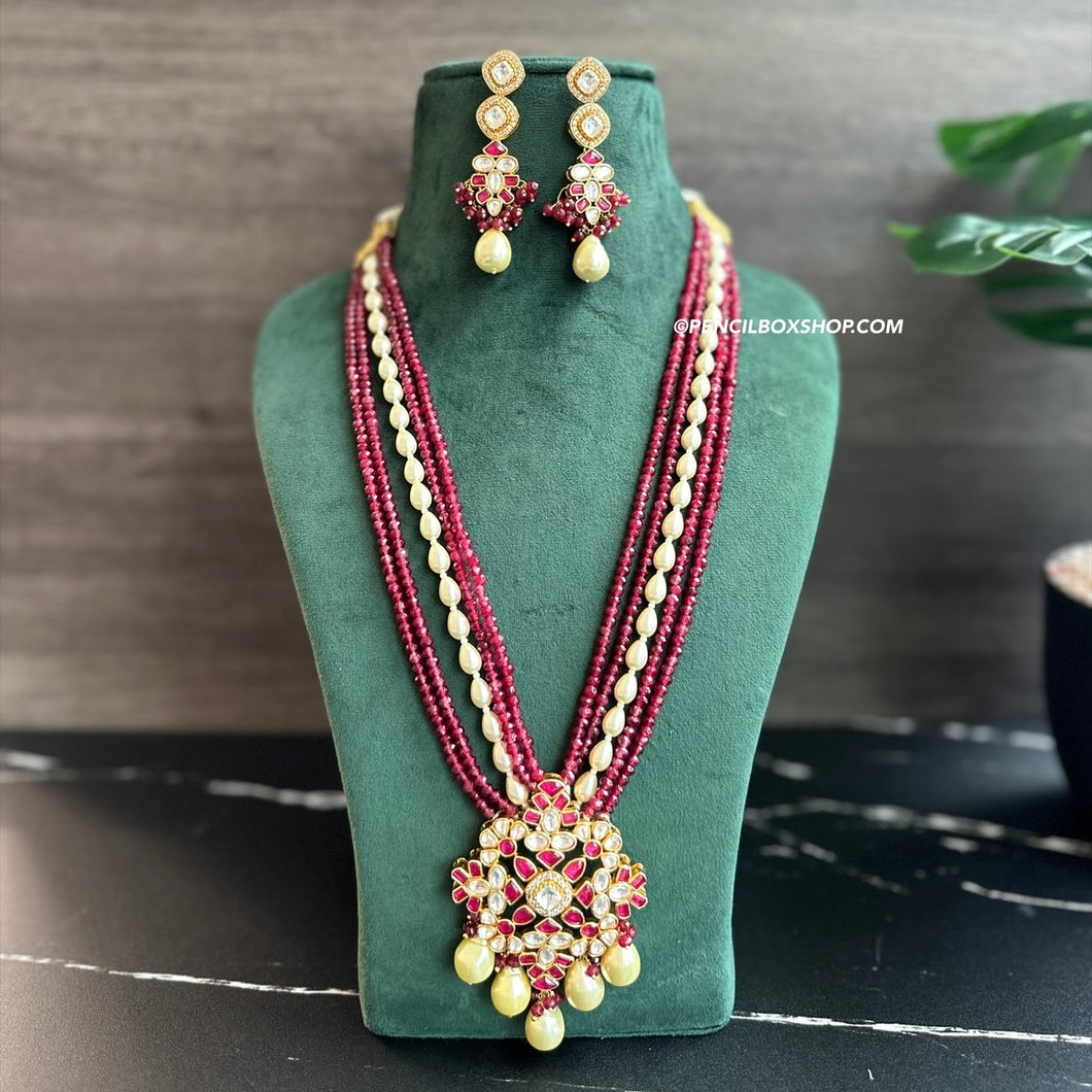 Ruby Layered Moissanite Necklace set
