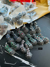 Load image into Gallery viewer, Long pearl German silver Jhumka dangling earrings
