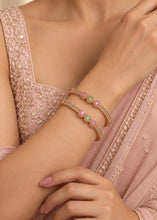 Load image into Gallery viewer, Gold looking Solitaire Diamond Bangle set
