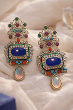 Load image into Gallery viewer, Statement Designer Sabya inspired Stone Heritage Cz earrings
