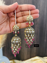Load image into Gallery viewer, 22k gold plated Tayani Ruby Gold plated Victorian Earrings
