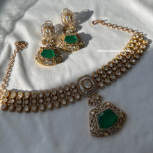 Load image into Gallery viewer, Green Doublet Moissanite Premium Choker necklace set
