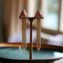Load image into Gallery viewer, American diamond orange Golden Cz Earrings
