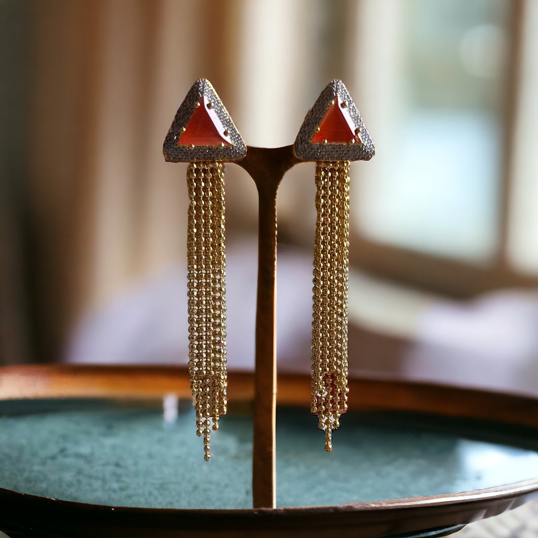 American diamond orange Golden Cz Earrings
