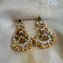Load image into Gallery viewer, Pachi Kundan Multicolor Flower Statement Designer Earrings
