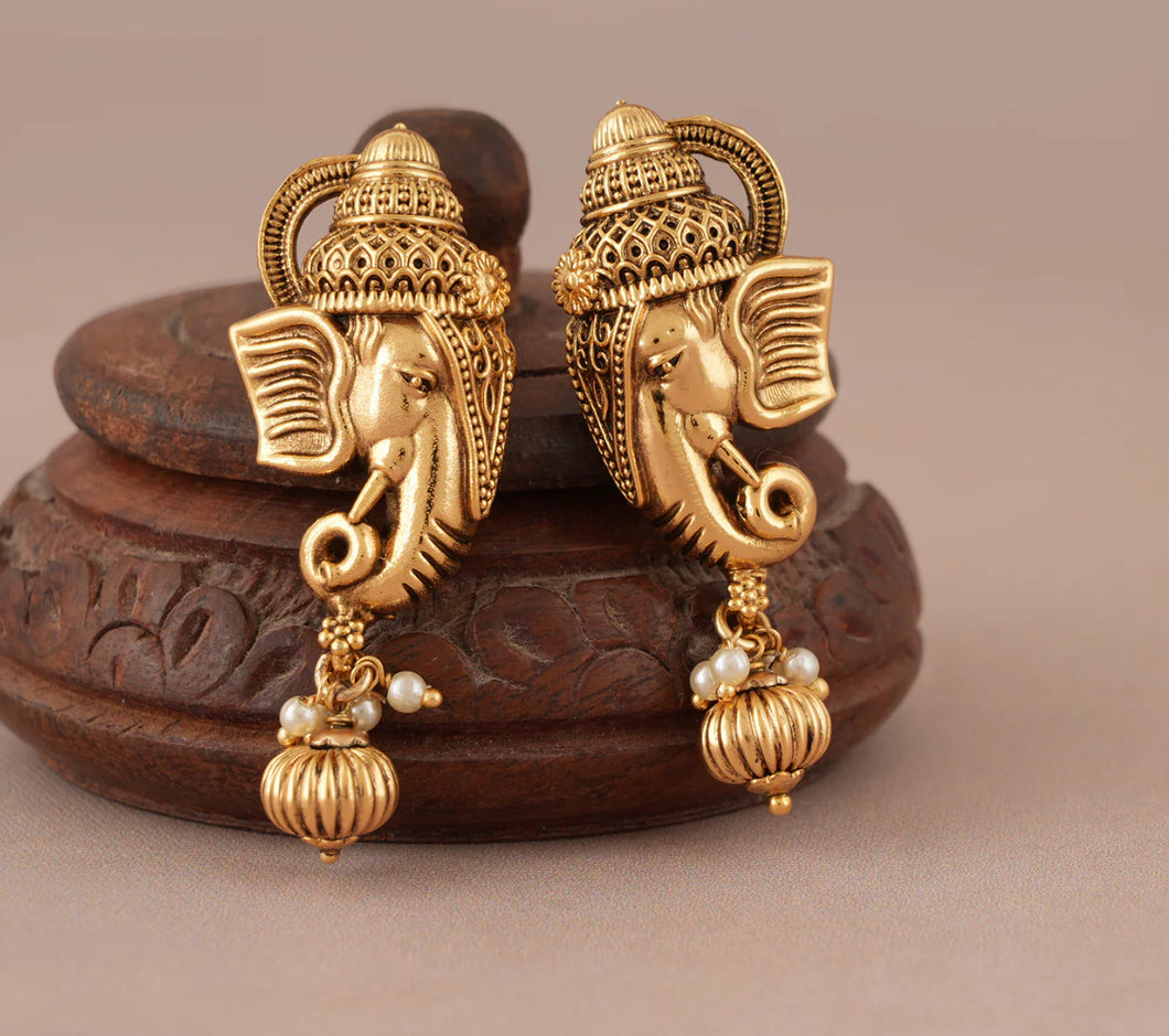 Ganesha Stud Indian ethnic Jhumka earrings