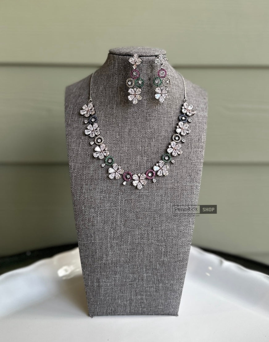 Victorian Multicolor American Diamond Necklace set