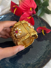 Load image into Gallery viewer, Ruby Kundan antique finish Statement Openable kada
