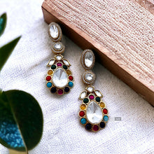 Load image into Gallery viewer, Moissanite Kundan  Gold plated Dangling Earrings

