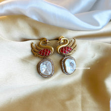 Load image into Gallery viewer, Inlay Peacock Designer Moissanite Uncut Kundan Amrapali carved Earrings
