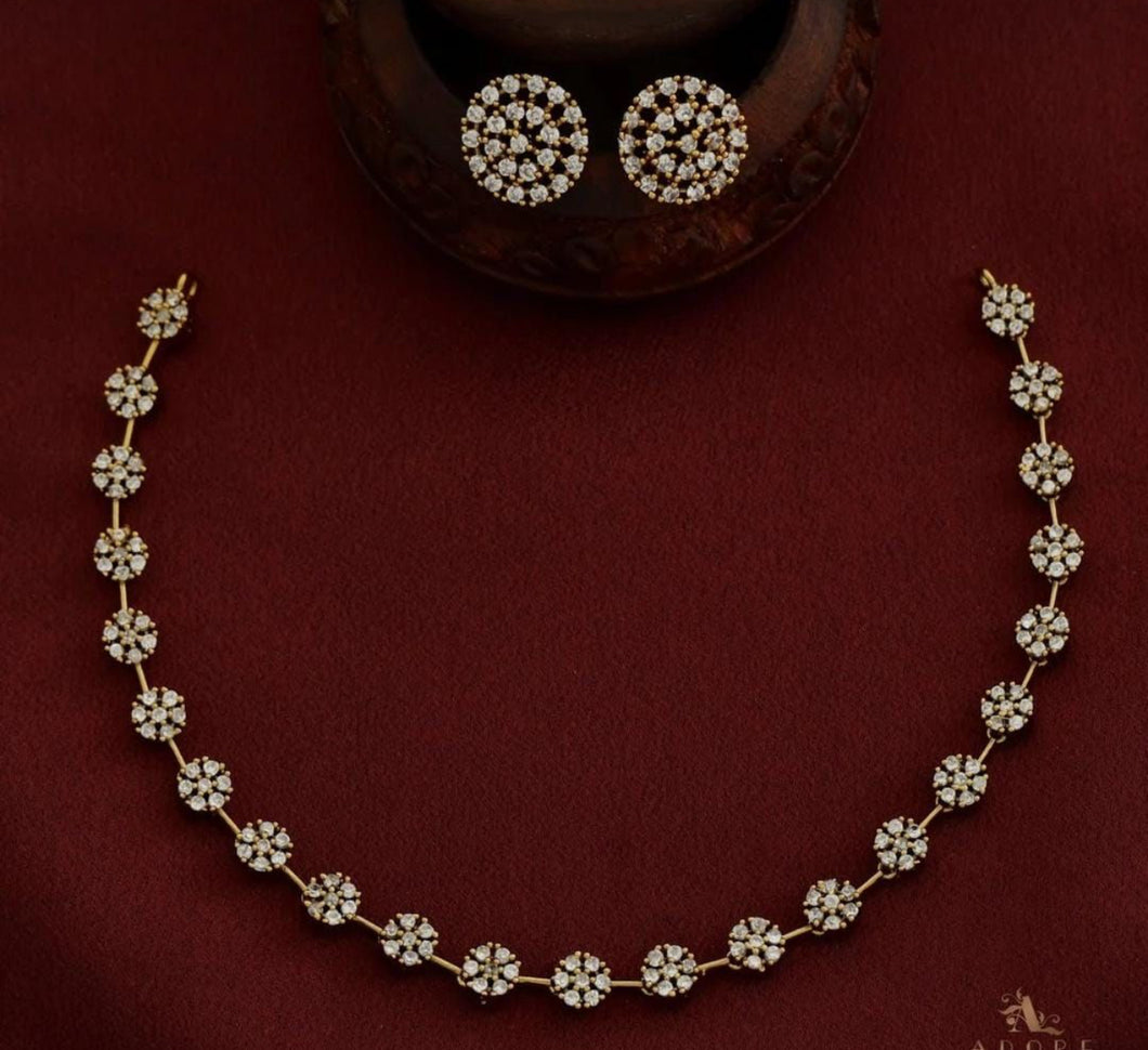 Dainty Cz Temple Ethnic Necklace set