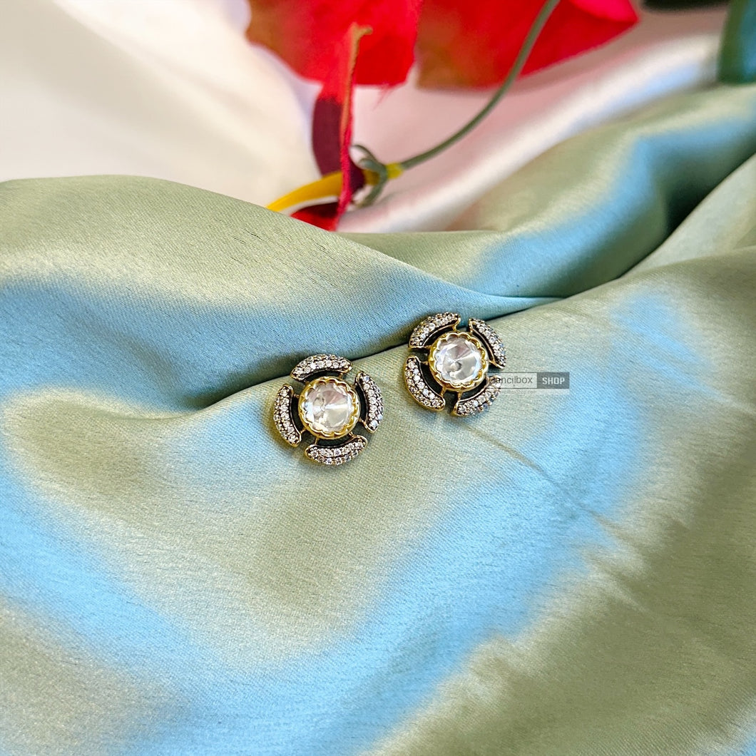 Premium Small Cz Tayani Victorian 22k Gold plated Stud Earrings
