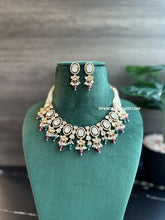 Load image into Gallery viewer, 22k gold plated Ruby Green Tayani Tassel Necklace set
