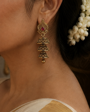 Load image into Gallery viewer, Small Kemp Stone Brass Jhumka Earrings Traditional
