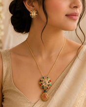 Load image into Gallery viewer, Sabya Inspired Celebrity Multicolored Gemstones Pendant Necklace set
