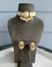 Load image into Gallery viewer, Sophia Blue 22k Gold plated meenakari Tayani Choker Premium Statement Necklace set
