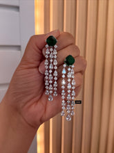 Load image into Gallery viewer, Celebrity Long Solitaire Flower Waterfall Dangler Earrings

