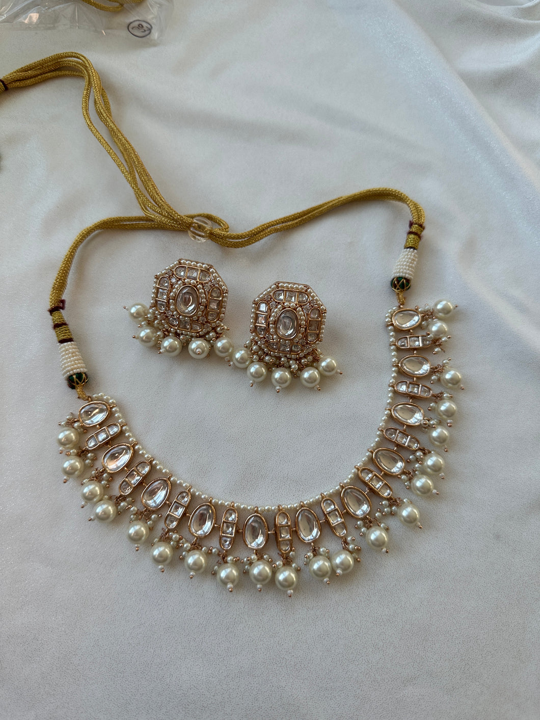 Crystal Kundan polki Tayani Beads Premium Necklace set