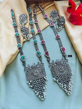 Load image into Gallery viewer, Long pachi kundan  German Silver brass pendant necklace set
