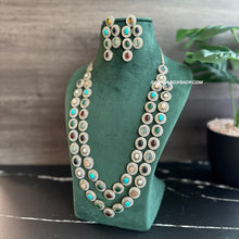 Load image into Gallery viewer, American diamond Multicolor Kundan Designer Layered Necklace set

