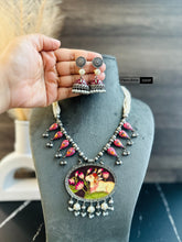 Load image into Gallery viewer, German Silver hand painted ghungroo Necklace set
