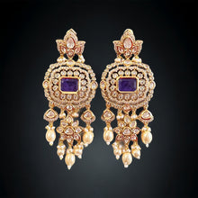 Load image into Gallery viewer, 22k gold plated Doublet Pearl drop Tayani dangling Earrings
