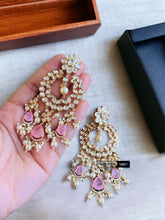 Load image into Gallery viewer, Pink doublet 22k gold plated Tayani Gold plated CHANDBALI Earrings
