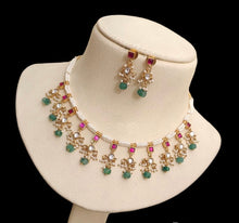 Load image into Gallery viewer, Pachi kundan White Pearl hydro beads necklace set
