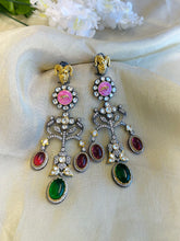 Load image into Gallery viewer, Sabya Jaguar inspired Long Exclusive Statement Kundan Inspired Gem stone Earrings
