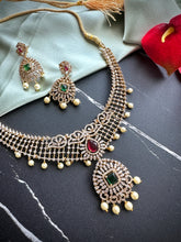 Load image into Gallery viewer, Multicolor Cz temple ethnic Dainty Necklace set
