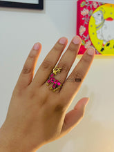 Load image into Gallery viewer, Deer Pachi Kundan Golden Adjustable Ring
