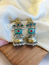 Load image into Gallery viewer, Alia Inspired German silver Pachi Pearl Jhumka Earrings
