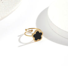 Load image into Gallery viewer, 18k gold plated Clover Stainless Steel Adjustable Golden Ring
