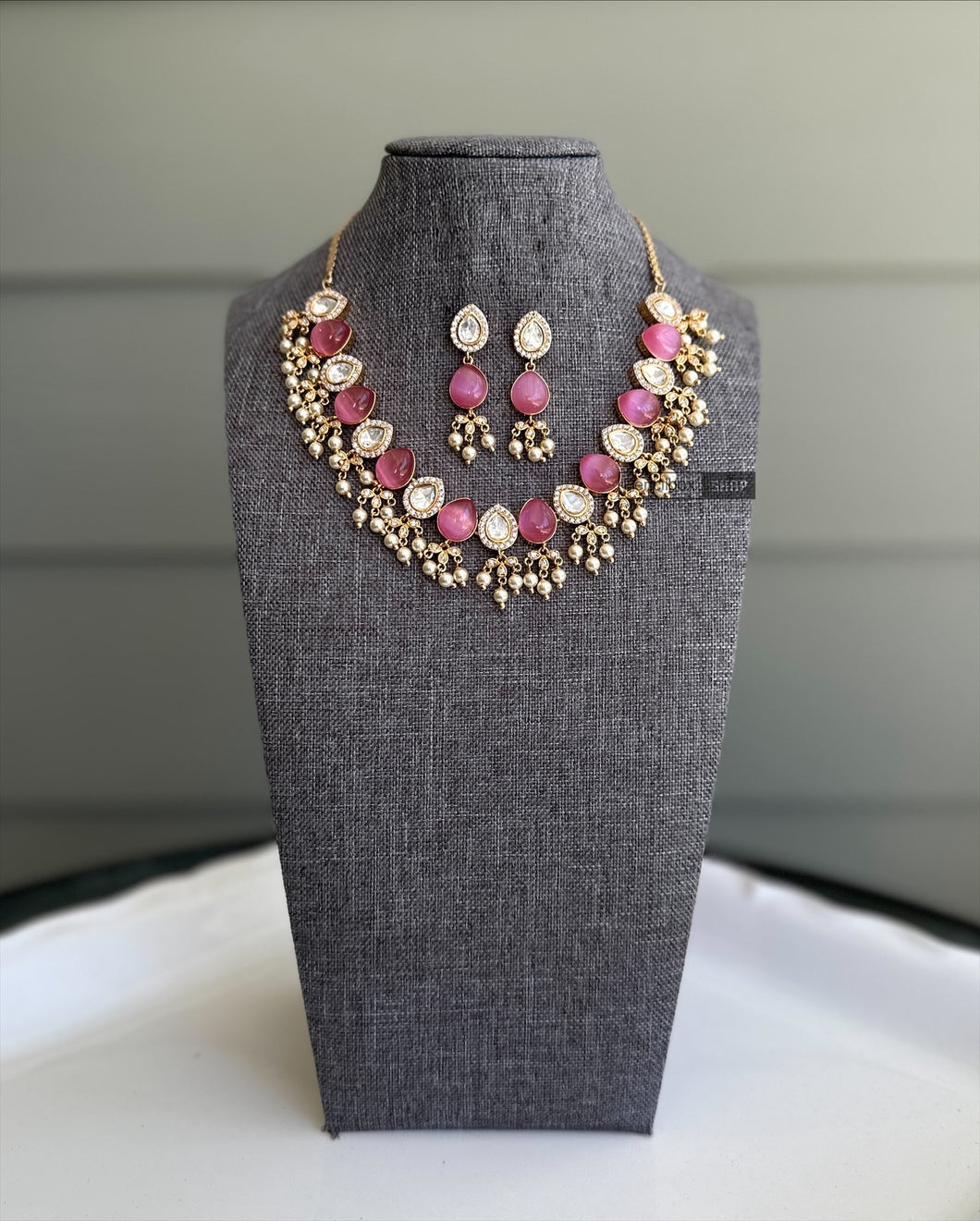 22k gold plated Tayani delicate pearl Drops Necklace set