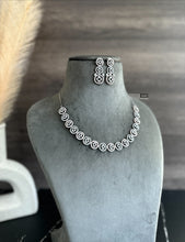 Load image into Gallery viewer, Victorian cz simple dainty Round American Diamond Necklace set
