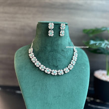 Load image into Gallery viewer, Mint Victorian Rose Gold  Dainty American Diamond Necklace set
